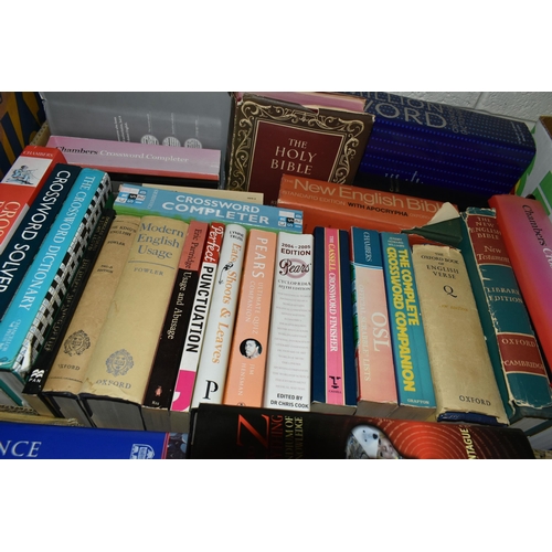 571 - SIX BOXES OF BOOKS, mostly relating to the English language and literature, including ten volumes of... 