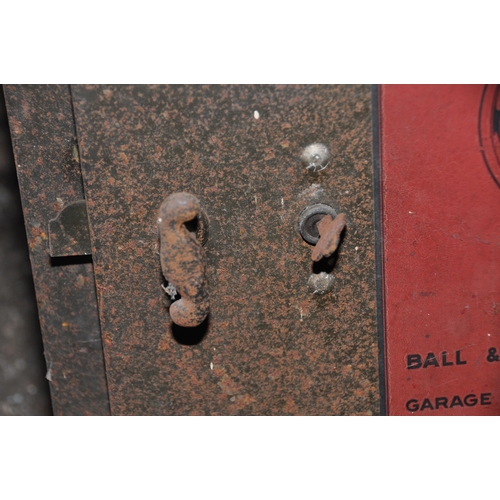 893 - A SMALL METAL CABINET SIGN WRITTEN 'POLLARD BEARINGS' TO FRONT with brass handle latch and key width... 