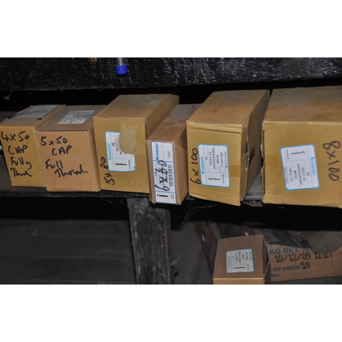 905 - TEN PARTIAL AND FULL BOXES OF FULLY THREADED CAP HEAD BOLTS (see pics for sizes)(this lot is located... 