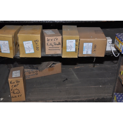 905 - TEN PARTIAL AND FULL BOXES OF FULLY THREADED CAP HEAD BOLTS (see pics for sizes)(this lot is located... 