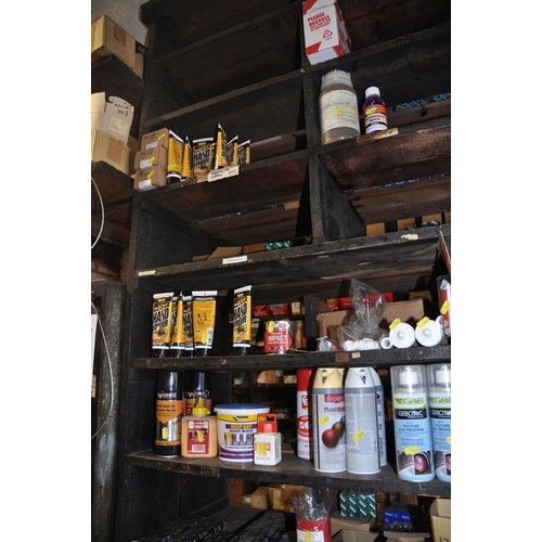 940 - A LARGE QUANTITY OF TOOLS AND ACCESSORIES including screw eyes, screw hooks, glues, air cans, cuttin... 