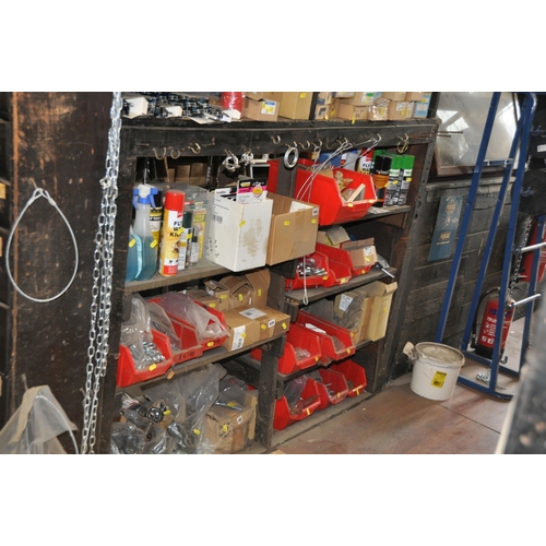 941 - AN EARLY 20th CENTURY SHELVING UNIT (contents not included)constructed from black painted pine, lowe... 