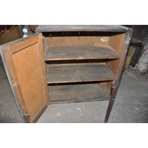 966 - AN EARLY 20th CENTURY STAINED PINE TWO DOOR CUPBOARD with two fixed internal shelves width 65cm dept... 