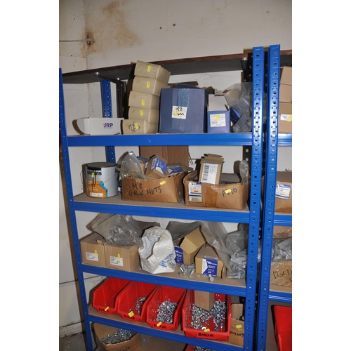 967 - A LARGE QUANTITY OF PARTIAL AND FULL BOXES OF GALVANISED METRIC NUTS BOLTS AND WASHERS including a f... 