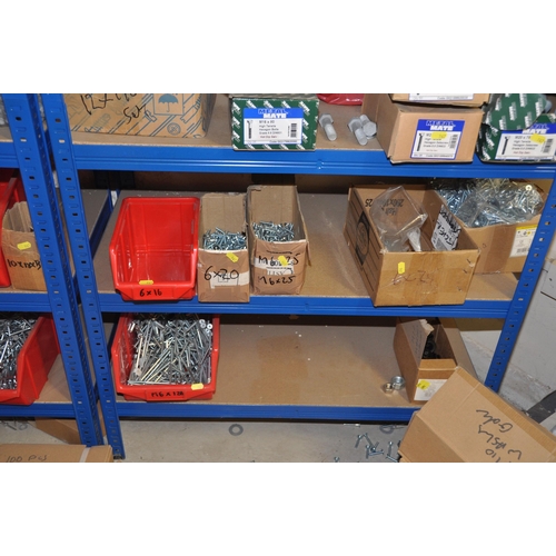 967 - A LARGE QUANTITY OF PARTIAL AND FULL BOXES OF GALVANISED METRIC NUTS BOLTS AND WASHERS including a f... 