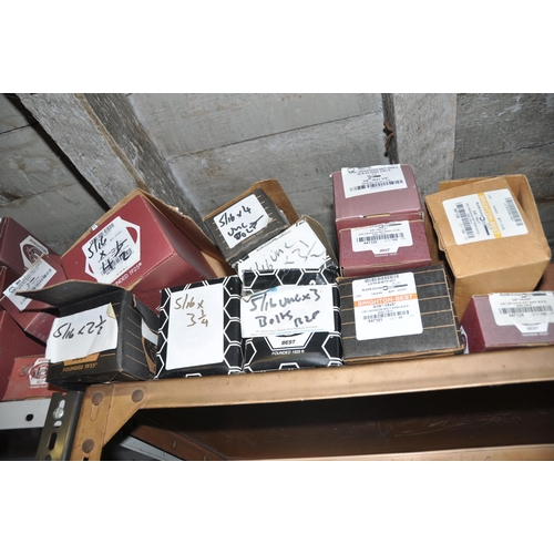 974 - A LARGE QUANTITY OF PARTIAL AND FULL BOXES AND BINS CONTAINING UNC BOLTS AND NUTS (see pics for deta... 