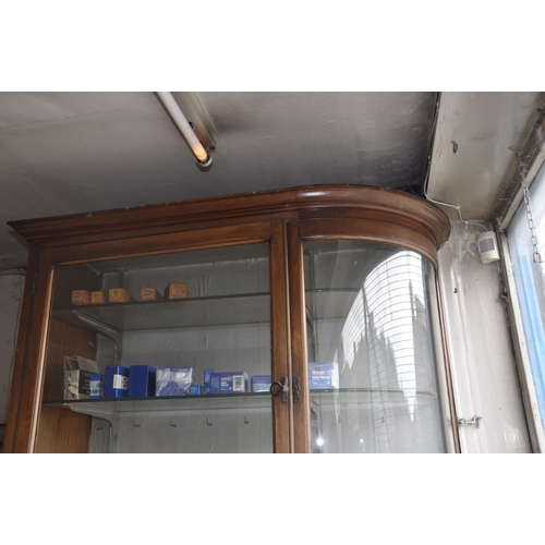 996 - A VICTORIAN SHOP DISPLAY CABINET with quarter round glazed end, straight glass door and flat mahogan... 