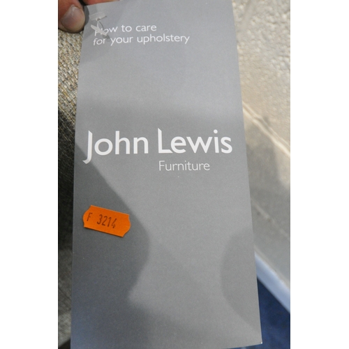 1322 - A JOHN LEWIS OATMEAL TWO SEATER SOFA, length 178cm x depth 97cm x height 84cm, with a matching pouff... 