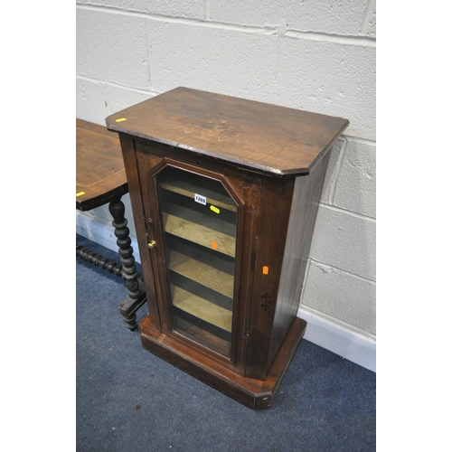 1196 - A VICTORIAN GLAZED SINGLE DOOR CABINET, enclosing four shelves, width 53cm x depth 34cm x height 90c... 