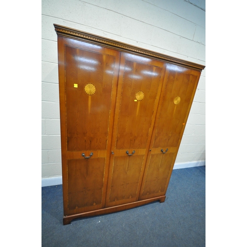 1197 - A SELECTION OF YEW WOOD FURNITURE, to include a chest of five graduating drawers, width 80cm x depth... 