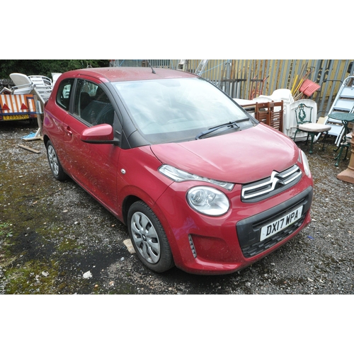 1003 - A CITROEN C1 1.0 VTi FEEL 3 DOOR HATCHBACK CAR, DX17 WPA, in red, manual gearbox, 998cc petrol engin... 