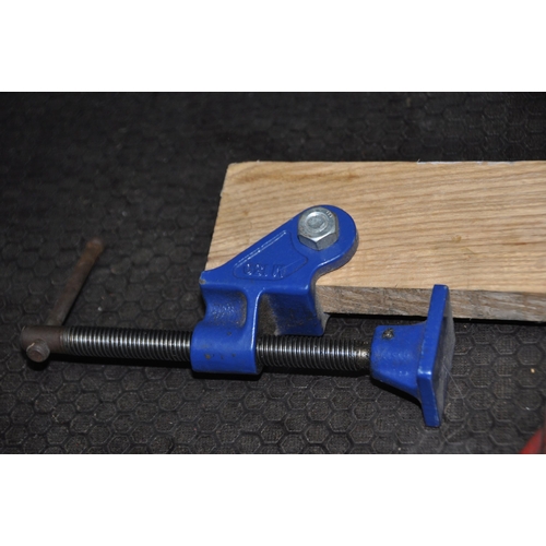 1100 - TWO BEAM CLAMPS ON OAK STAYS including a Record M130 set