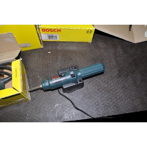 1102 - A PLASTIC BOX CONTAINING BOSCH POWER TOOLS comprising of a PST-700PAE jigsaw, a PDA 120E detail sand... 