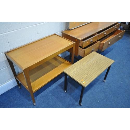 1209 - A MID CENTURY TEAK AVALON DRESSING TABLE, with a single rectangular mirror and four drawers, width 1... 