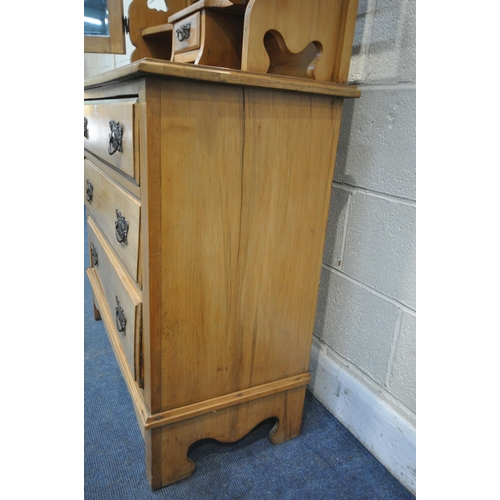 1222 - AN ART NOUVEAU STYLE SATINWOOD DRESSING CHEST, with triple mirror and single small drawer, above thr... 