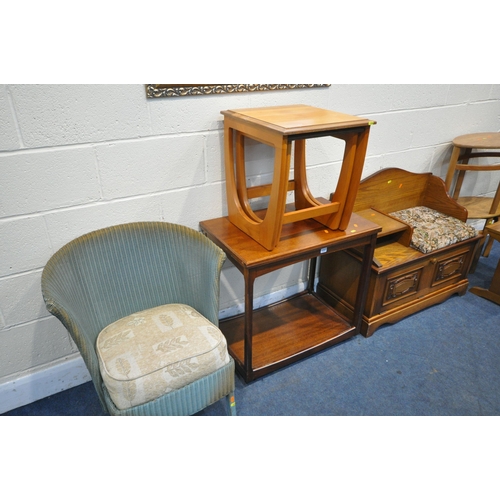 1237 - A SELECTION OF OCCASIONAL FURNITURE, to include an oak telephone seat, two oak nesting table section... 