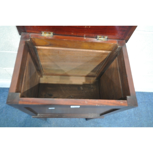 1252 - A MODERN MAHOGANY RECTANGULAR WINE COOLER, with a hinged lid and square tapered legs, width 48cm x d... 