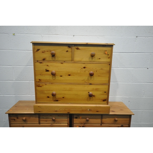 1262 - A PAIR OF MODERN PINE CHEST OF TWO SHORT OVER THREE LONG DRAWERS, width 81cm x depth 38cm x height 7... 