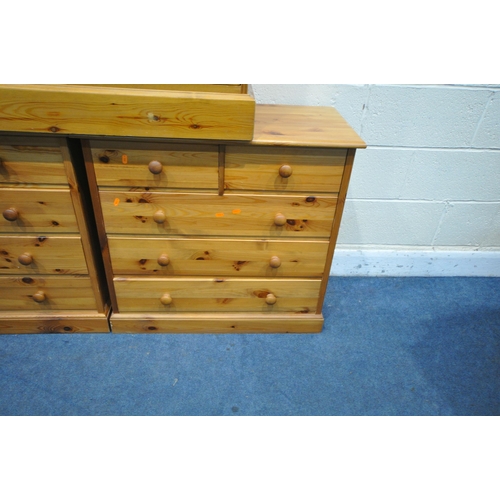 1262 - A PAIR OF MODERN PINE CHEST OF TWO SHORT OVER THREE LONG DRAWERS, width 81cm x depth 38cm x height 7... 