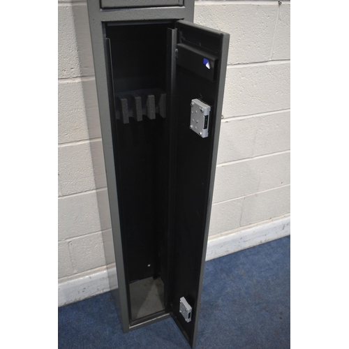 1273 - A BRATTONSOUND METAL GUN AND AMMUNITION SAFE, the larger door enclosing five gun sections width 27cm... 