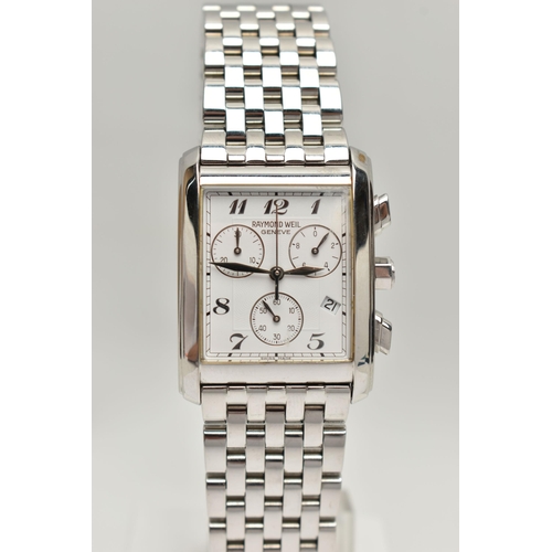 54 - A 'RAYMOND WEIL' WRISTWATCH, quartz movement, rectangular chronograph dial, signed 'Raymond Weil', A... 