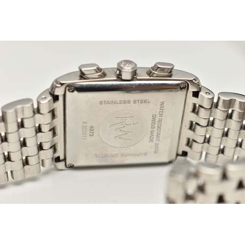 54 - A 'RAYMOND WEIL' WRISTWATCH, quartz movement, rectangular chronograph dial, signed 'Raymond Weil', A... 