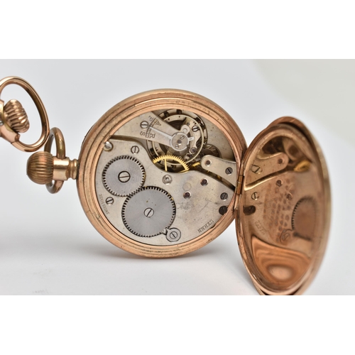 59 - TWO GOLD PLATED POCKET WATCHES, the first a manual wind full hunter Elgin pocket watch, round white ... 