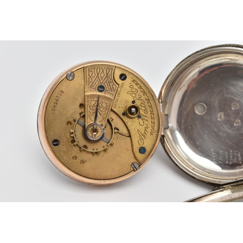 65 - AN EARLY 20TH CENTURY SILVER OPEN FACE POCKET WATCH, key wound, round white dial signed 'Fattorini &... 