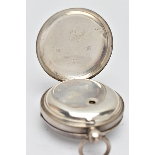 65 - AN EARLY 20TH CENTURY SILVER OPEN FACE POCKET WATCH, key wound, round white dial signed 'Fattorini &... 
