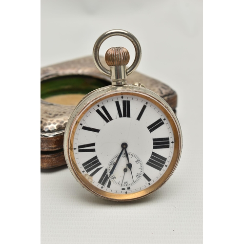 70 - A GOLIATH POCKET WATCH WITH SILVER LINED FITTED CASE, open face manual wind pocket watch, round whit... 