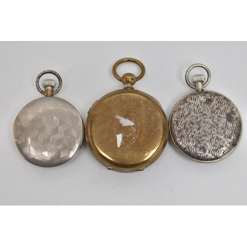 72 - THREE POCKET WATCHES, to include a key wound pocket watch, round white dial signed 'Celebrated Chron... 