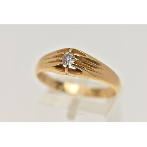 79 - AN EARLY 20TH CENTURY 18CT GOLD, DIAMOND SIGNET RING, single old cut diamond, estimated diamond weig... 