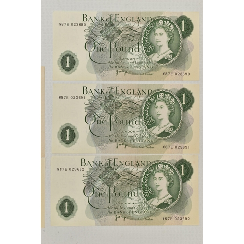 146 - A QUANTITY OF BANK OF ENGLAND BANKNOTES, to include page One Pound Five x crisp consecutives WE 88-9... 