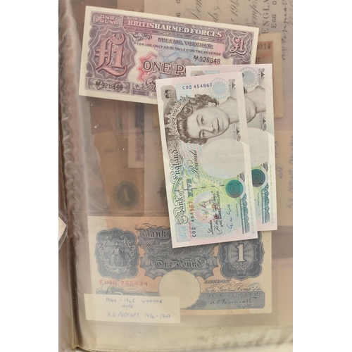 147 - A BANKNOTE ALBUM OF MAINLY BANK OF ENGLAND NOTES, to include early Bradbury 1917 £1 E28, a Pre 1927 ... 