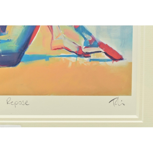 309 - TOBY MULLIGAN (BRITISH 1969) 'IN REPOSE', a signed limited edition print on paper depicting a colour... 