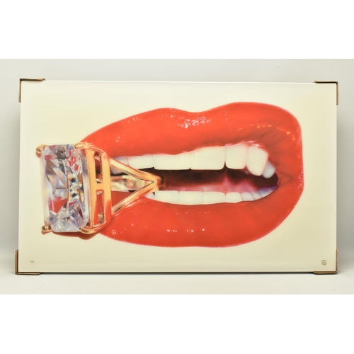 313 - RORY HANCOCK (WELSH 1987) 'ROCK CANDY', a signed limited edition box canvas print of a mouth and a d... 