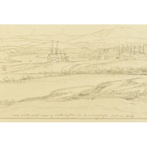 317 - JOSEPH FARRINGTON (1747-1821) 'NORTH WEST VIEW OF WORKINGTON IN CUMBERLAND', a landscape with a view... 