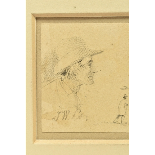 320 - JAMES WARD (1769-1859) A PAGE FROM A SKETCHBOOK, depicting a figure on horseback, portrait of a male... 