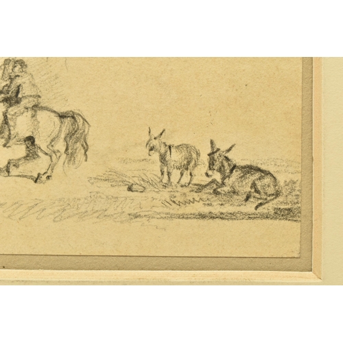 320 - JAMES WARD (1769-1859) A PAGE FROM A SKETCHBOOK, depicting a figure on horseback, portrait of a male... 