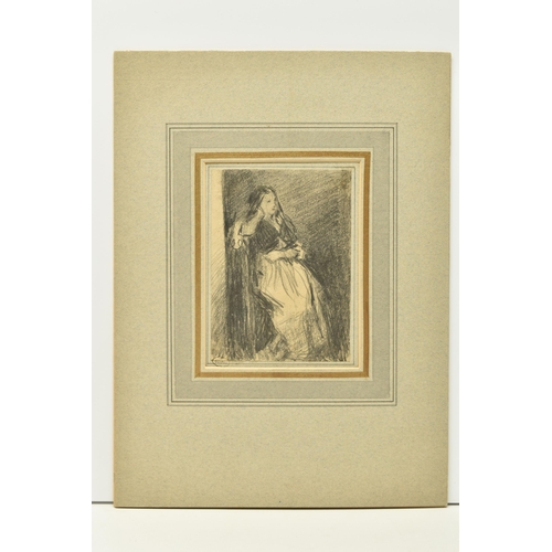 332 - CIRCLE OF WILLIAM HENRY HUNT (1790-1864) A STUDY OF A SEATED FEMALE FIGURE, unsigned, Henry Scipio R... 