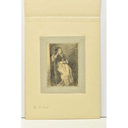 332 - CIRCLE OF WILLIAM HENRY HUNT (1790-1864) A STUDY OF A SEATED FEMALE FIGURE, unsigned, Henry Scipio R... 