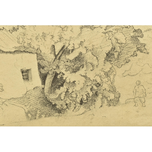 337 - CORNELIUS VARLEY (1781-1873) 'THORN TREE, IRELAND', a sketch depicting a figure standing on a road b... 