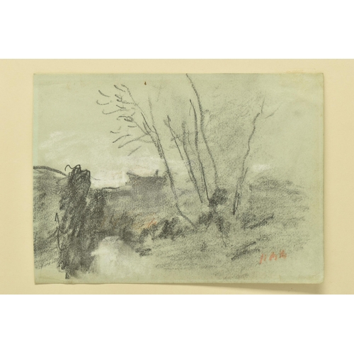 339 - HERCULES BRABAZON BRABAZON (1821-1906) A LANDSCAPE WITH TREES, a page from a sketchbook, initialled ... 