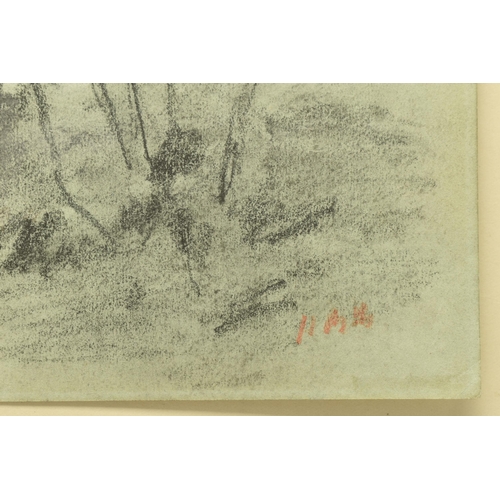 339 - HERCULES BRABAZON BRABAZON (1821-1906) A LANDSCAPE WITH TREES, a page from a sketchbook, initialled ... 