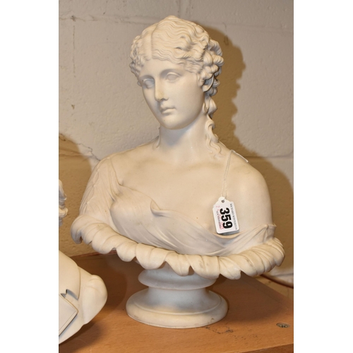 359 - FOUR BUSTS, comprising a composite marble bust of 'Clytie' height 32cm, Beethoven with a black compo... 