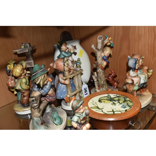 361 - A COLLECTION OF 1940'S WEST GERMAN GOEBEL FIGURINES, comprising 'Signs Of Spring', 'Culprits' (broke... 