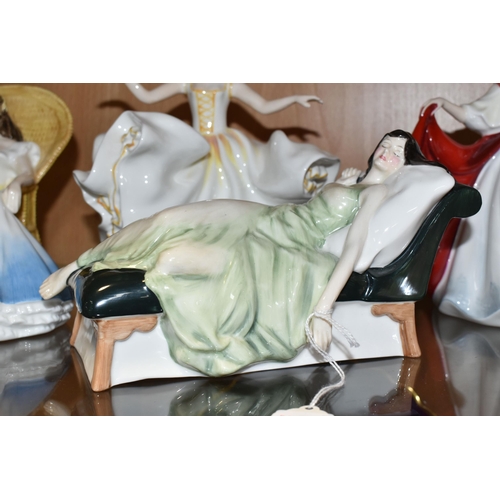 393 - FIVE ROYAL DOULTON FIGURINES, comprising Annabel HN3273, Sweet Seventeen HN2734, Sleeping Beauty HN3... 