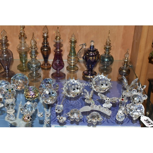 397 - A COLLECTION OF SWAROVSKI CRYSTAL, EGYPTIAN SCENT BOTTLES AND SUNDRY ITEMS, to include Swarovski bea... 