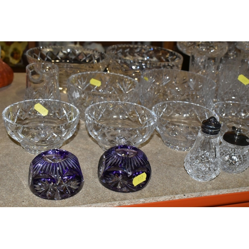 407 - A GROUP OF CUT CRYSTAL AND GLASSWARE, comprising six Edinburgh Crystal wine glasses, six tumblers, a... 