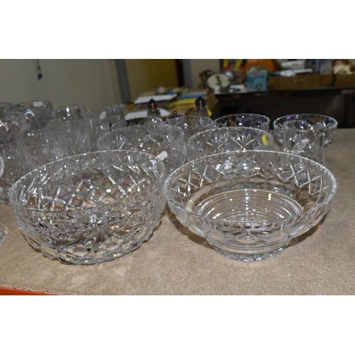 407 - A GROUP OF CUT CRYSTAL AND GLASSWARE, comprising six Edinburgh Crystal wine glasses, six tumblers, a... 